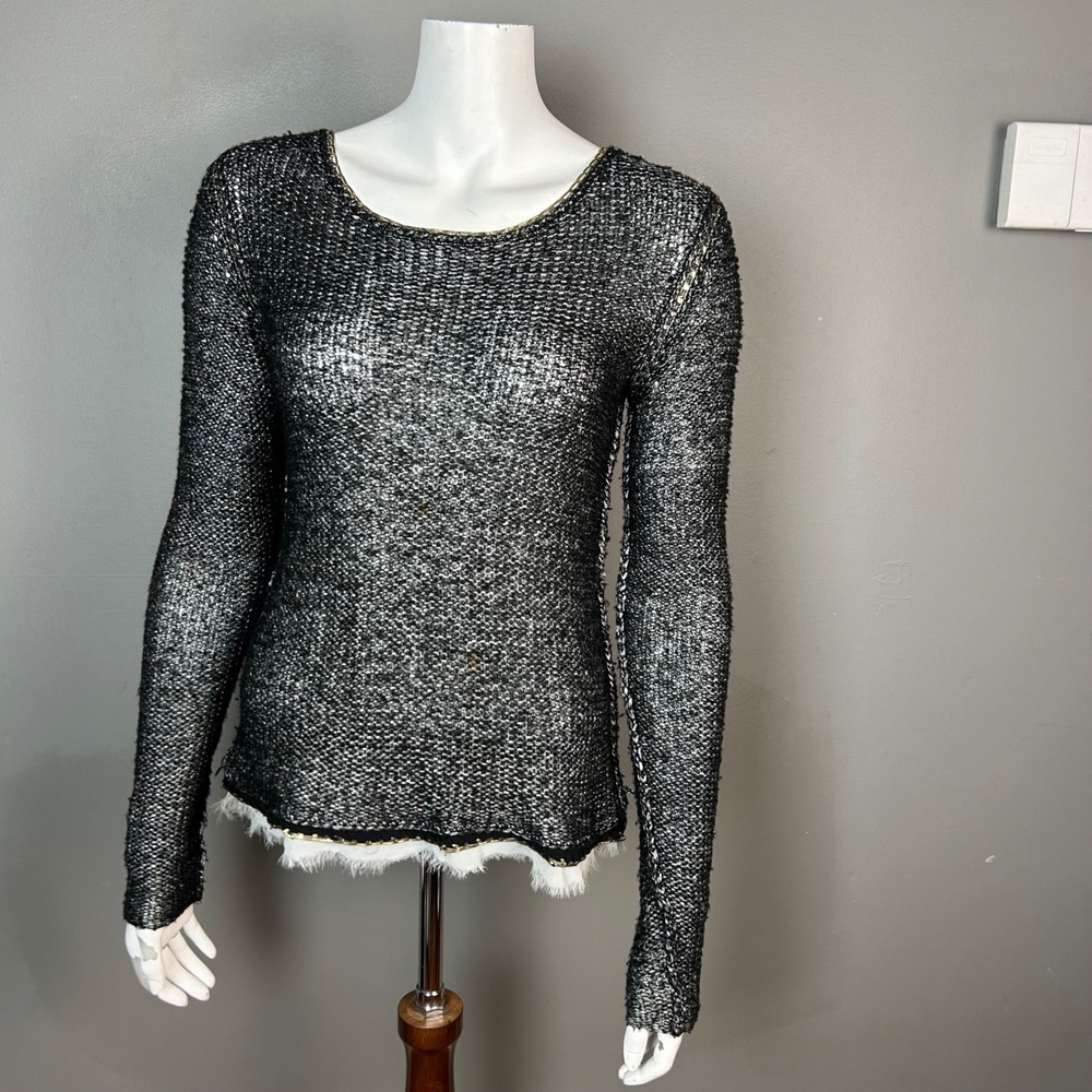 Diane von Furstenberg sweater XS Goth Grunge Edgy Moto‎ Chain black